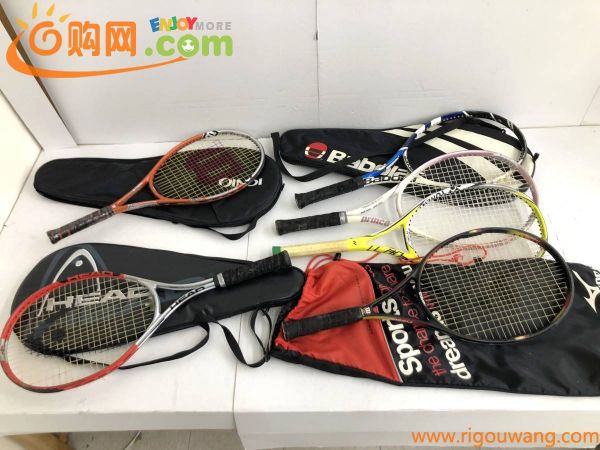 (11274)【スポーツ用品】テニスラケットいろいろ6本まとめ売り[YONEX/wilson/Babolat/HEAD]現状品