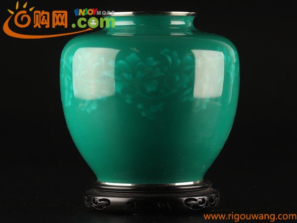 【流】古美術品 銅製 七宝花文花瓶 KL791