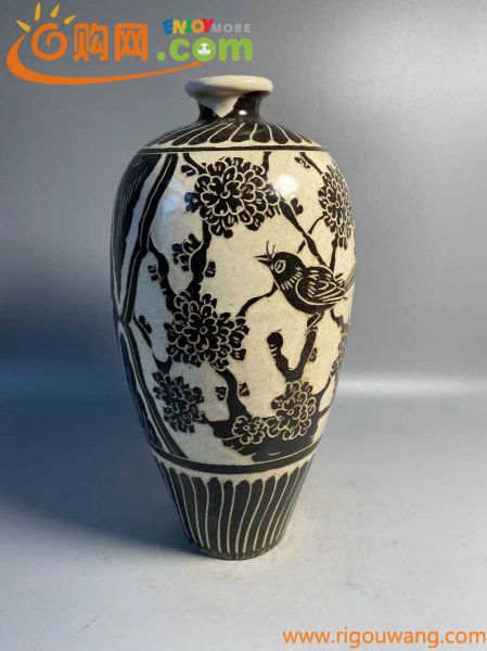 時代 磁州 梅瓶 旧家蔵出 陶磁器 花瓶 花入 中国唐物 煎茶道具 古陶瓷 骨董 中国古玩 中国美術 花道具 