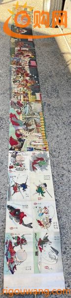 S1170 木版画 浮世絵 錦絵 巻き物 清親画 『日本外史之内』 、楊洲周延画 『盛衰記西條別館之図』などまとめ 長さ約470cm