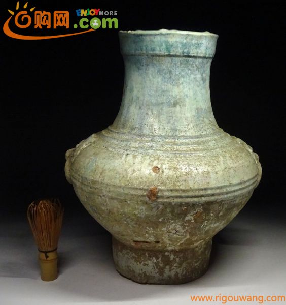 緑屋fc■ 中国古玩　漢緑釉　大壷 壺　高さ約35cm　唐物 時代物　i9/11-6613/17-3#120