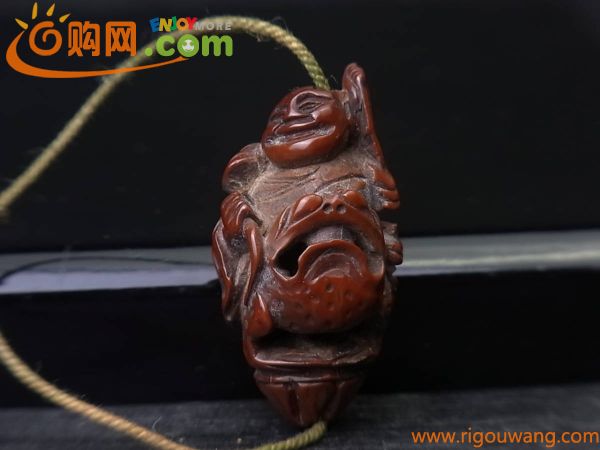 d0276 時代 細密彫 蝦蟇仙人 根付 人物 堤物 / 天然石 玉 骨 牙 角 木彫 中国 古玩 唐物