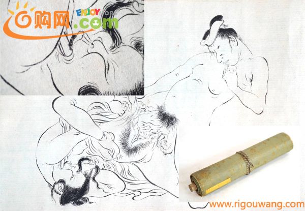  N8448 巻物『 古画 春画絵巻 』江戸時代 枕絵艶本骨董 寺院 時代物 古美術品 経本 仏教