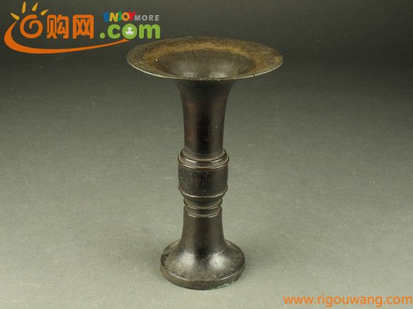 【宇】AD389 古銅製 尊式花瓶 時代物