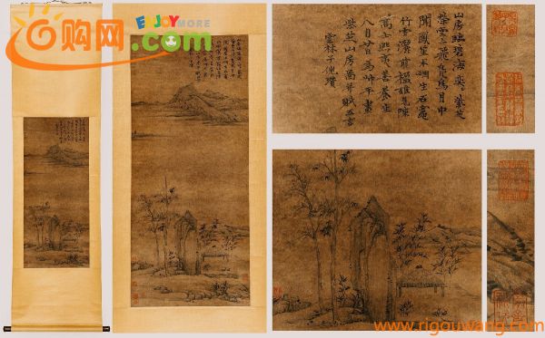 ◆鶴鳴堂◆「倪サン書」中国清時代画家 紙本【山水風景図・立軸】真作 肉筆保証 巻き物 中国画 墨寶妙品 中国書道 古美味 古美術