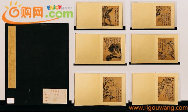 ◆鶴鳴堂◆「石涛書」中国清時代画家 紙本【花卉図・六開冊頁】真作 文物商店放出 肉筆保証 中国画 墨寶妙品 中国書道 古美味 古美術