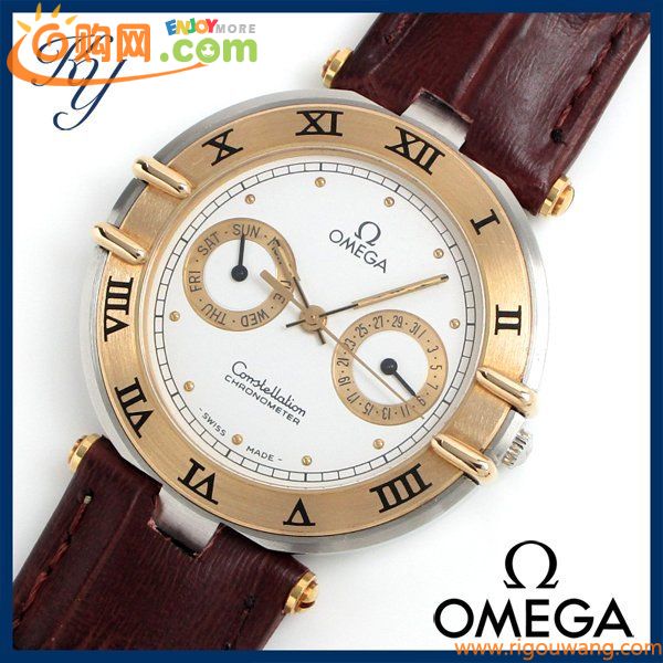 1円～ 磨き済み 本物 定番 人気 OMEGA オメガ コンステレーション デイデイト K18 革ベルト メンズ 時計