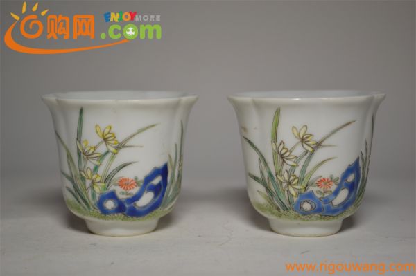 中国美術　粉彩　コップ　茶道具　中国古玩　置物　