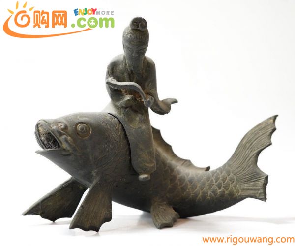 金属工芸品 鯉 仙人 香炉 茶道具 美術品 古玩 古銅 中国 唐銅 香道具 年代物