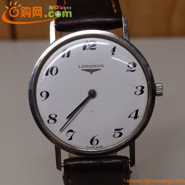 1円~【不動】ロンジン LONGINES Cal.428 Ref.7281.9 メンズ 腕時計 手巻き ラウンド ホワイト文字盤 スイス製 17石 2針 F128215