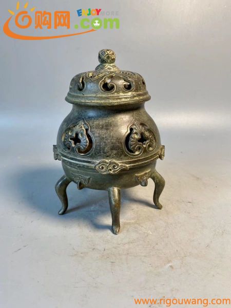 旧家蔵出 仏教美術 香炉 香薰 古銅鍍金 造像 仏像 花道具 唐物 中国古玩 中国美術