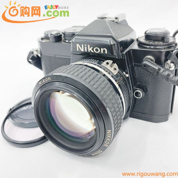 シャッターOK Nikon ニコン FE ブラック/NIKKOR 50mm 1:1.2/データバック MF-12 コンパクト フィルムカメラ 02-0614○