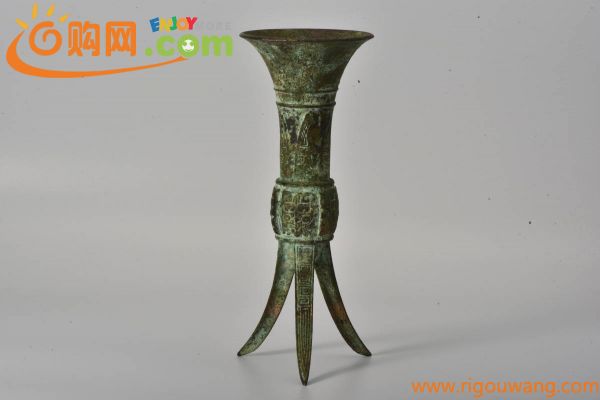 中国美術・青銅器　三足銅花瓶　古銅花器・唐物