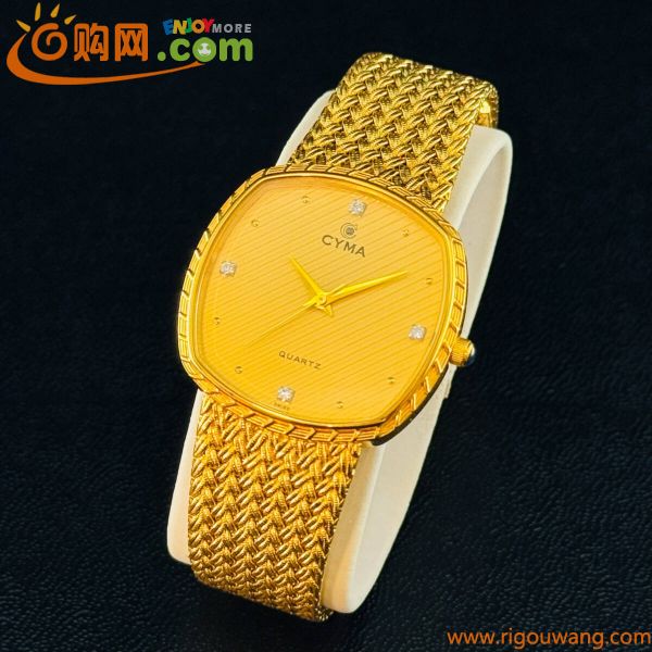CYMA シーマ 604SP QUARTZ クォーツ 4Pダイヤ ゴールドカラー 現状品 14910 1円出品 ブランド ウォッチ 腕時計 かっこいい メンズ 