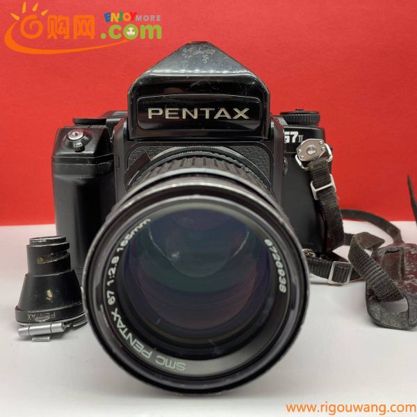 □ PENTAX 67II ボディ 中判フィルムカメラ smc PENTAX67 165mm F2.8 レンズ マグニファイヤー シャッターOK 現状品 ペンタックス 
