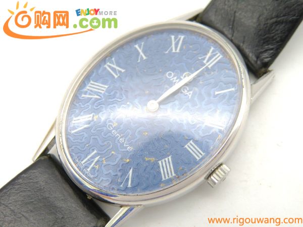 1円◆稼働◆ オメガ ジュネーヴ ブルー 手巻き レディース 腕時計 K74402