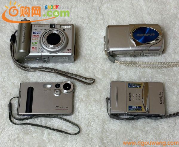 ジャンク コンパクトデジタルカメラ 4台まとめ 部品取り 動作未確認 SONY Power-shot A70 / OLYMPUS μ / CASIO EXILIM EX-M1/他 現状品