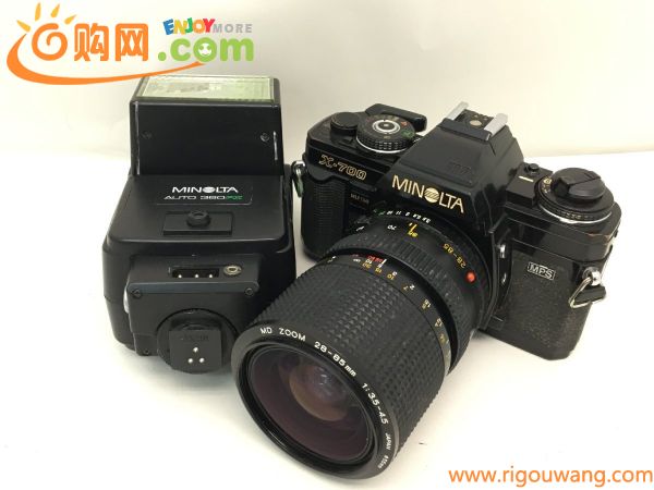 MINOLTA X-700 / MD ZOOM 28-85mm 1:3.5-4.5 一眼レフカメラ 付属品付き ジャンク 中古【UW050047】