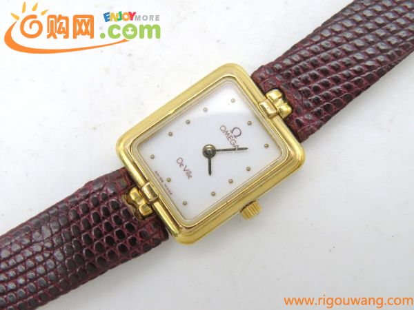 1円◆稼働◆ オメガ デビル ホワイト クオーツ レディース 腕時計 M43711