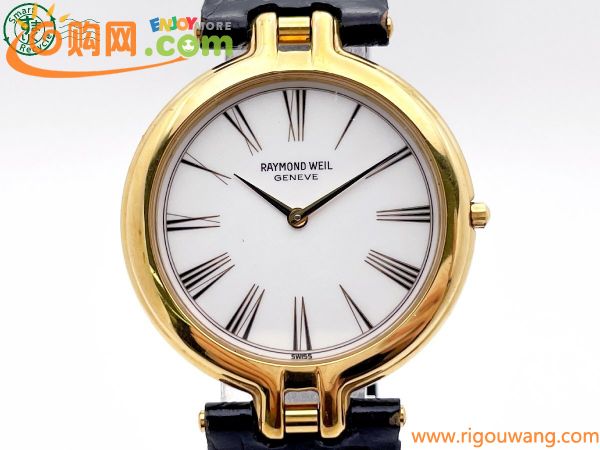 2405600002　＃ RAYMOND WEIL レイモンドウィル 18K GOLD ELECTROPLATED 116 クォーツ QZ 2針 腕時計 白文字盤 ホワイト 純正ベルト