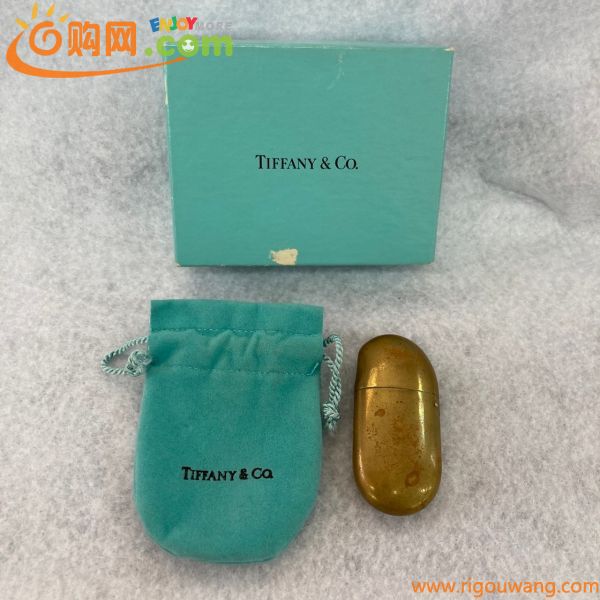 E103-O49-13◎ TIFFANY&Co ティファニー エルサペレッティ ビーン ビーンズ オイルライター ゴールドカラー 喫煙具 箱/巾着付き 火花OK ②