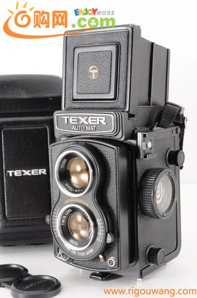 TEXER テクサ AUTO MAT 75mm F2.8 F3.5 TWIN LENS ツイン レンズ 二眼レフ フィルムカメラ ケース キャップ付 動作品 RL-480M/107