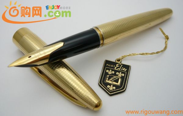 1000円スタート 万年筆 PILOT パイロット Elite エリート ペン先CUSTOM 18K-750刻印 ゴールドカラー 筆記用具 文房具 4 D10008