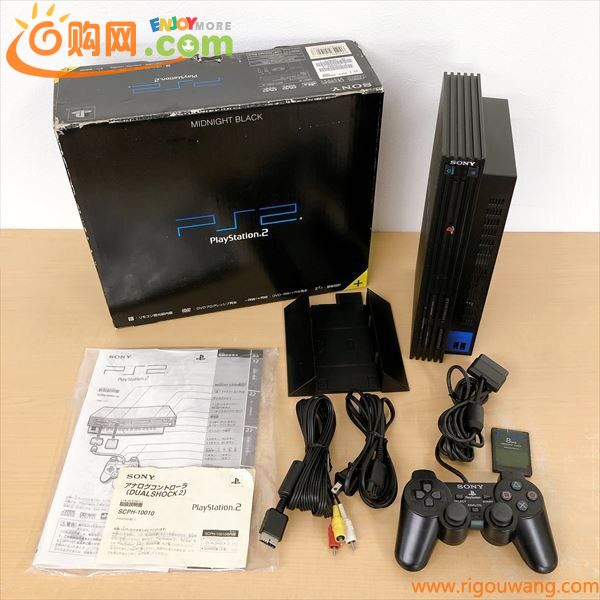 717*SONY ソニー PlayStation2 プレイステーション2 SCPH-50000 NB ミッドナイトブラック 縦置きスタンド付き