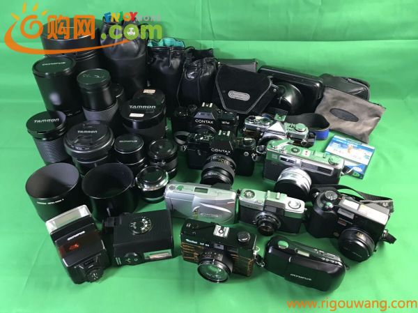 1,000円売切■ 動作未確認 大量 カメラ レンズ ストロボ OLYMPUS CONTAX ROLLEI YASHICA TAMROM フード おまとめ okoy-2752538-101★N1312