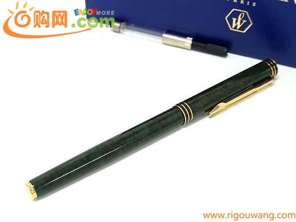 1円 ■美品■ WATERMAN ウォーターマン ペン先18K 750 18金 万年筆 筆記用具 ステーショナリー グリーン系×ゴールド系 FA4254