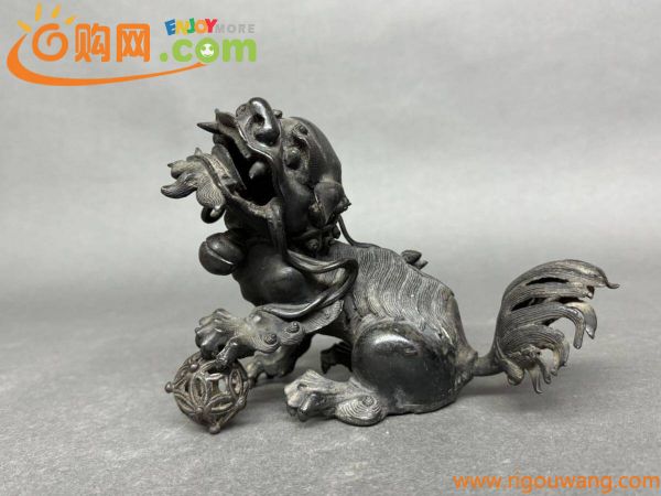 古銅 獅子 置物 香炉 銅器 唐物 中国美術 時代物