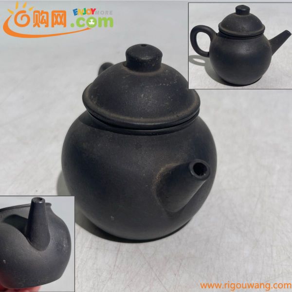 時代　紫砂急須　茶壺　/　時代物　中国美術　紫砂　紫泥　急須　煎茶　梨型壺　検索：　朱泥　宜興紫砂　茶心壺　.2666