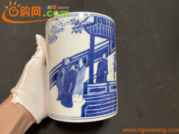 清 呉須　美術品 筆入 時代物　花瓶 花器 中国美術　骨董品 唐物　染付　中国陶磁器 