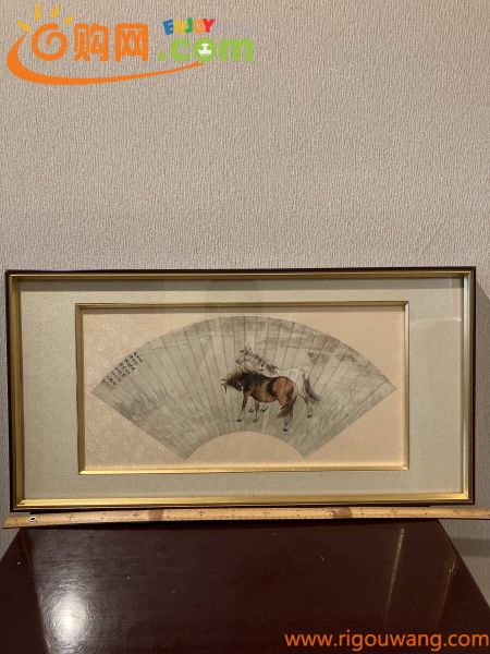 扇面画 紙本 横物 掛軸 馬絵図