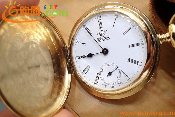時計店在庫/美品 WATEX/ワテックス ◆ ハンターケース/スモセコ 彫刻ケース アンティーク手巻き懐中時計
